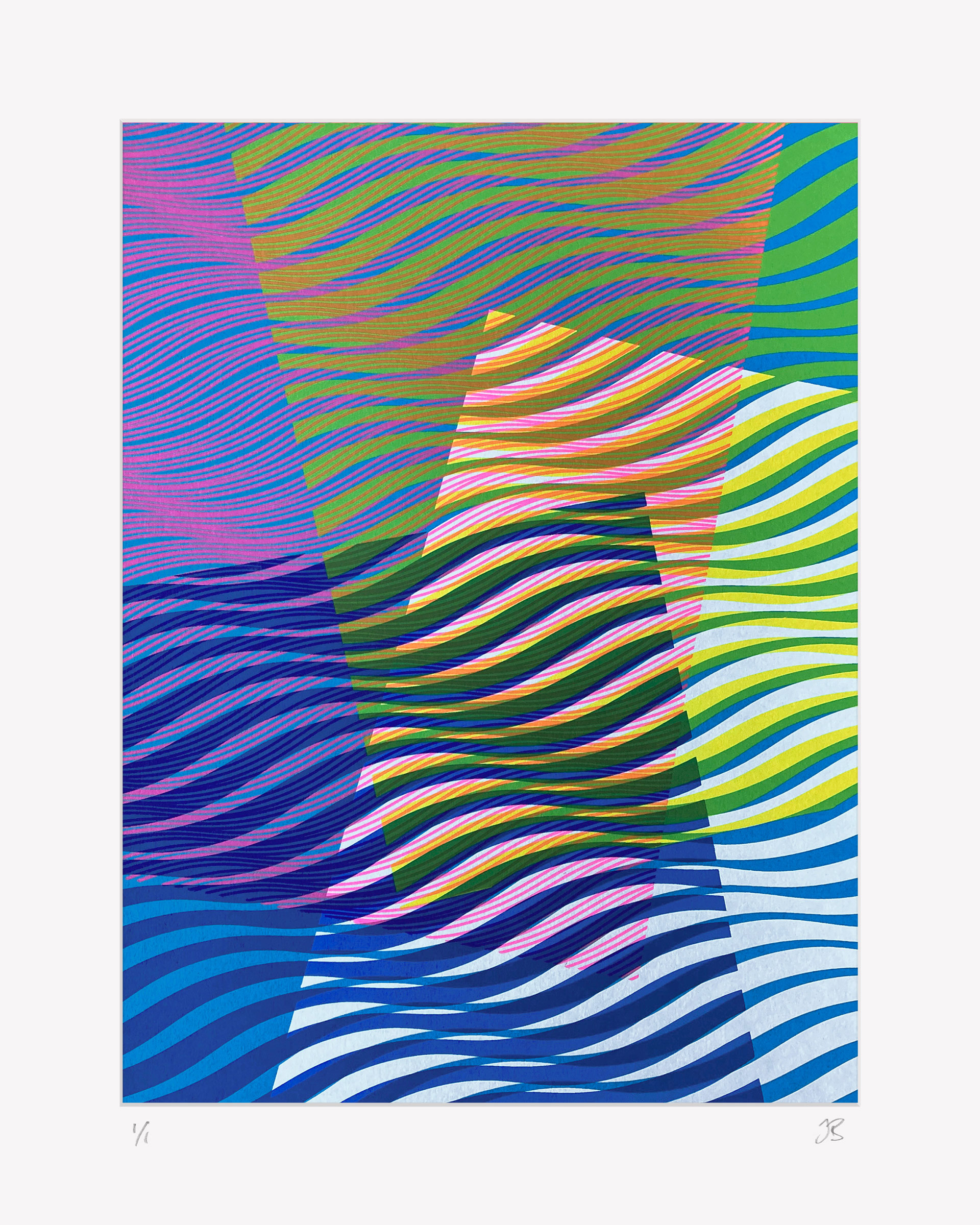 Abstract Geometric Art Waves 19 Screenprint Artist